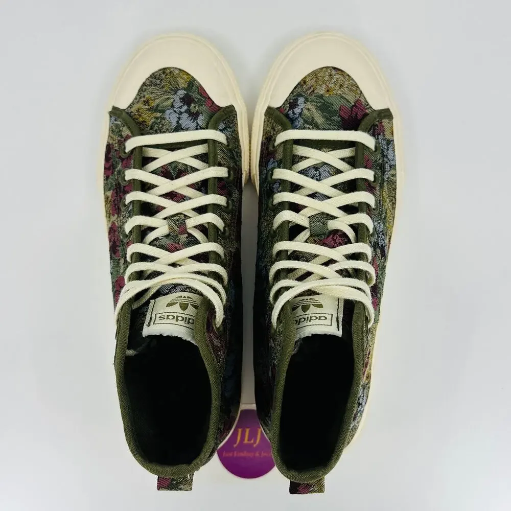Adidas Men's Nizza Hi RF 'Floral' Jacquard High Top Sneakers H01144 Size 8